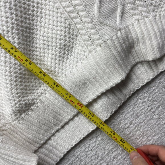 Soul of London 3D Cable Knit Shawl Collar White Sweater Mens 1XL Preppy Read - Picture 13 of 16